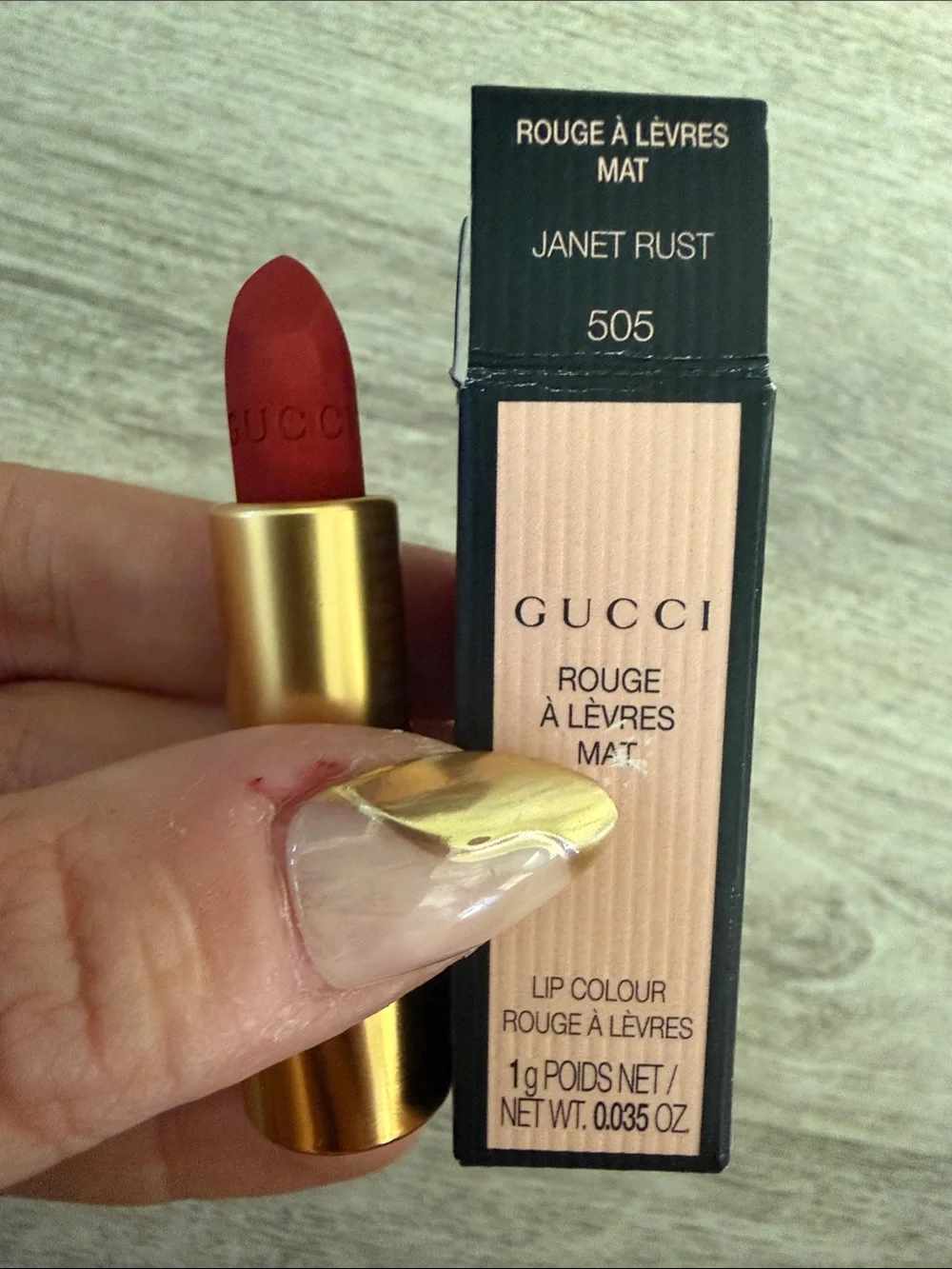 Gucci Matte Lipstick Janet Rust 505 - Deep Warm Red mini